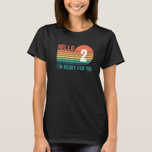 Hallo 2 Jahre alt Geburtstag Retro Sonnenuntergang T-Shirt