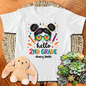 Hallo 2. Klasse Messy Hair Bun Girl Zurück zur Sch T-Shirt