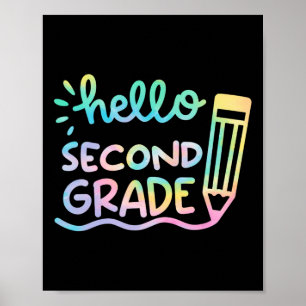 Hallo 2. Klasse Tie Dye Lehrer Kinder Zurück zur S Poster
