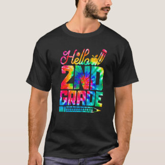 Hallo 2. Klasse Tie Dye Rückkehr zur Schule Erster T-Shirt