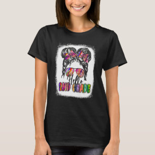 Hallo 2. Klasse zurück zur Schule Messy Bun Girls T-Shirt