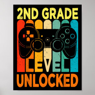 Hallo, 2. Stufe Entsperrtes Videospiel zurück auf Poster