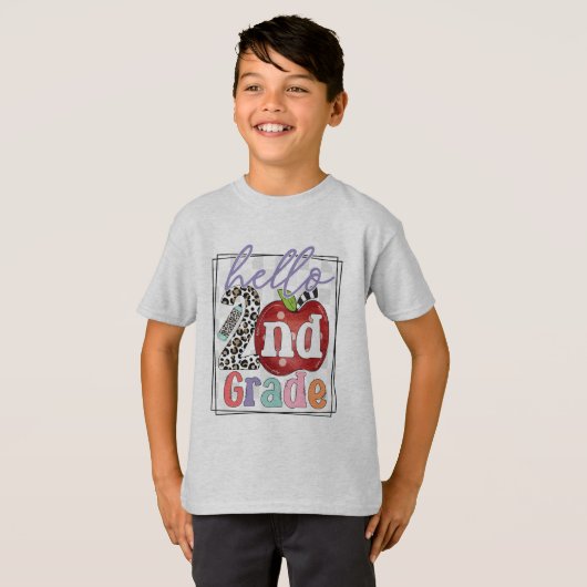 Hallo 2nd Grade, Junge oder Mädchen T-Shirt (Vorne ganz)