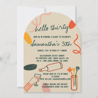 Hallo 30 30. Weinkellerei Mittagessen Geburtstag Einladung