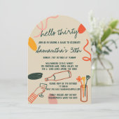 Hallo 30 30. Weinkellerei Mittagessen Geburtstag Einladung (Stehend Vorderseite)