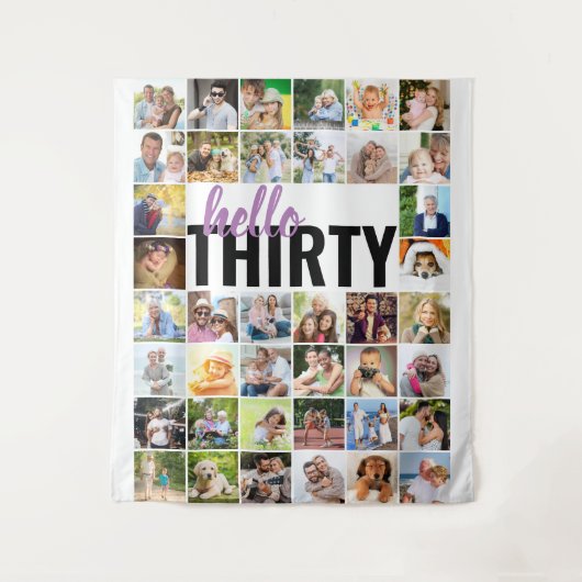 Hallo 30. Geburtstag 40 FotoCollage Wandteppich (Vorderseite)