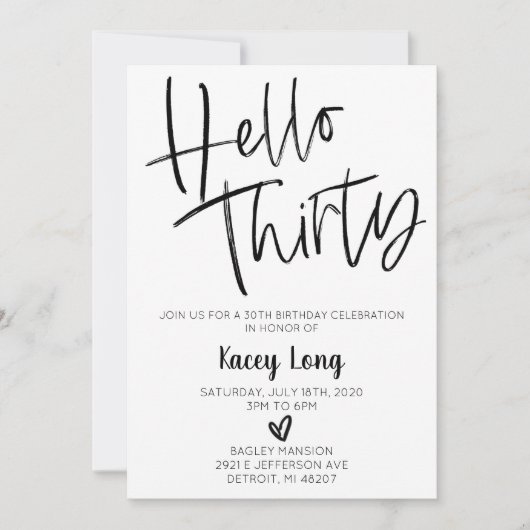Hallo 30. Geburtstag Einladung (Vorderseite)