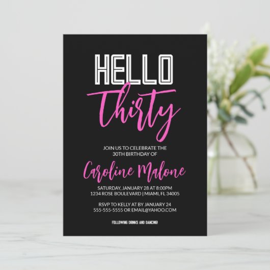 Hallo 30. Geburtstag Einladung (Stehend Vorderseite)