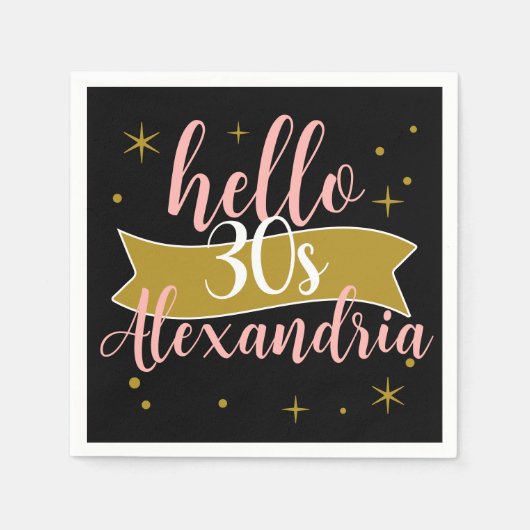 Hallo 30. Geburtstag Personalisiertes Design Serviette (Vorderseite)