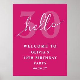 Hallo 30 kühne Typografie Hot Pink Geburtstag Will Poster