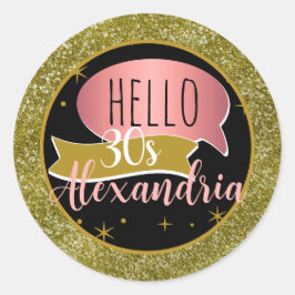 hallo 30 Personalisierter 30. Geburtstag glitzer Runder Aufkleber