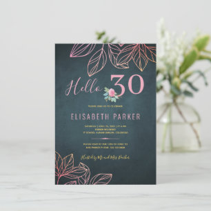 Hallo 30 schicke goldene navy rosa 30. Geburtstags Einladung