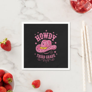 Hallo 3. Klasse Cowboy Cowgirl Zurück zur Schule Serviette