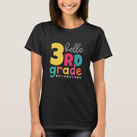 Hallo 3. Klasse Erster Tag Zurück Zur Schule Dritt T-Shirt (Vorderseite)