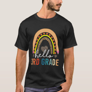 Hallo 3. Klasse Lehrer Leopard Regenbogen Zurück z T-Shirt