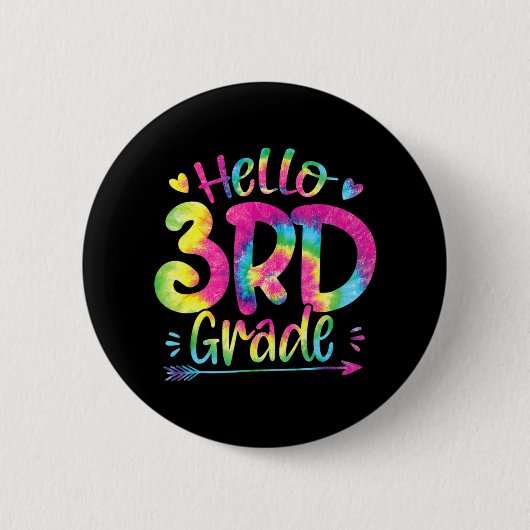 Hallo 3. Klasse Lehrer Schüler Gefärbte Krawatte z Button (Vorderseite)