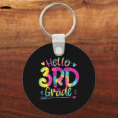 Hallo 3. Klasse Lehrer Schüler Gefärbte Krawatte z Schlüsselanhänger (Rückseite)