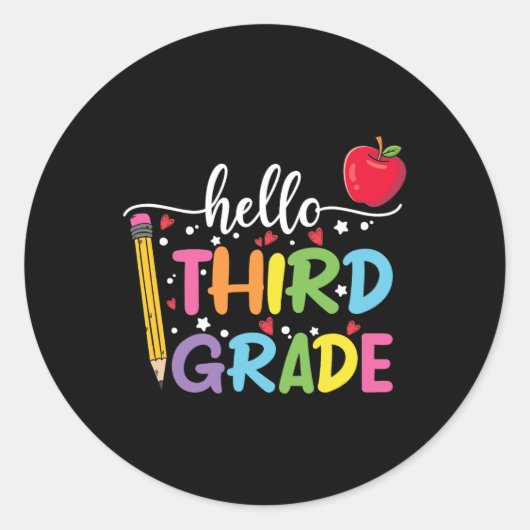 Hallo 3. Klasse Lehrer Student zurück zur Schule Runder Aufkleber (Vorderseite)