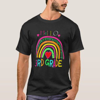 Hallo 3. Klasse Regenbogen Cool Zurück zur Schule  T-Shirt
