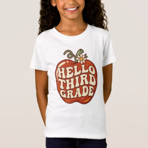 Hallo 3. Klasse: Retro-Apfel Zurück zur Schule T-Shirt