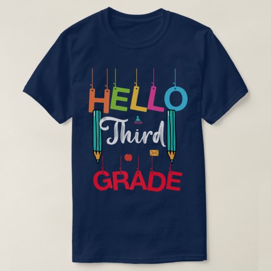 Hallo 3. Klasse zurück zum Lehrer Kinder zuerst T-Shirt (Design vorne)