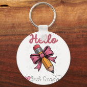 Hallo 3. Klasse zurück zur Schule Coquette Stift B Schlüsselanhänger (Vorderseite)