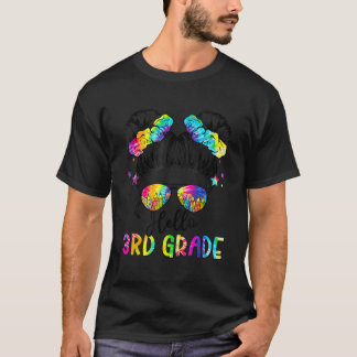 Hallo 3D Grade Messy Hair Bun Girl Zurück zur Schu T-Shirt