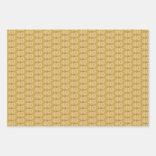 Hallo 40 Black & Gold Wrapping Paper Set von 3 Geschenkpapier Set (Vorderseite 3)