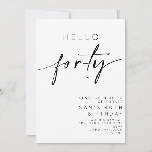 Hallo 40. Geburtstag Einladung (Vorderseite)