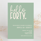 Hallo 40. Geburtstag Modern Sage Minimal Einladung