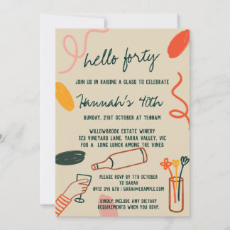 Hallo 40 Weinkellerei Mittagessen Geburtstag Einladung