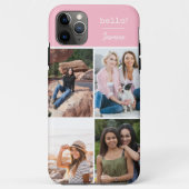 Hallo ! 4 FotoCollage Hübsch rosa Personalisiert Case-Mate iPhone Hülle (Rückseite)