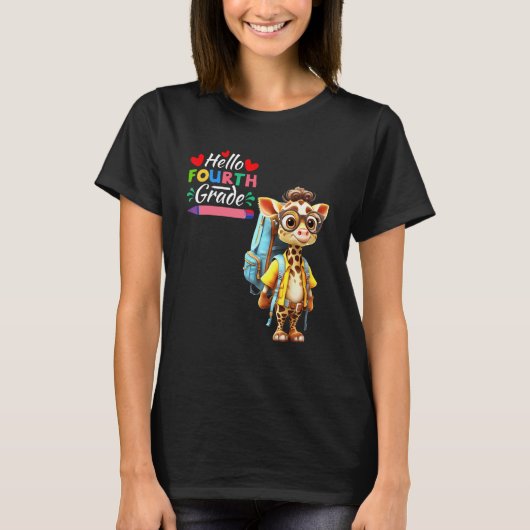 Hallo 4. Grade Giraffe T-Shirt (Vorderseite)