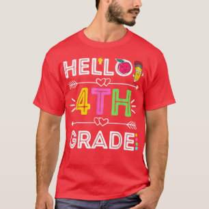 Hallo 4. Klasse Kinder Vierter Lehrer Student Zurü T-Shirt