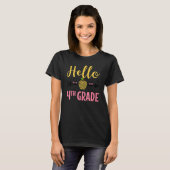 Hallo 4. Klasse Leopard Boho Rainbow Back To Schoo T-Shirt (Vorne ganz)