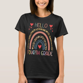 Hallo 4. Klasse Leopard Rainbow 4. Klasse zurück T-Shirt