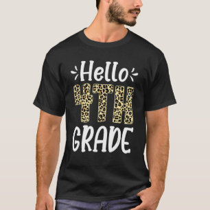 Hallo 4. Klasse Leopard Zurück zur Schule Erster T T-Shirt