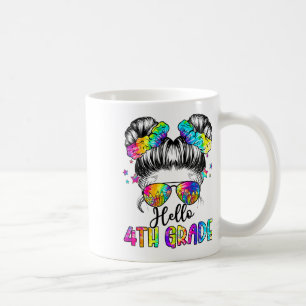 Hallo 4. Klasse Unordentliches Haar-Bun-Mädchen Zu Kaffeetasse