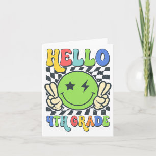 Hallo 4. Klasse Vibes Groovy Smile Face Zurück zu Karte
