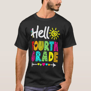 Hallo 4. vierte Klasse Spaß Rückkehr zur Schule Le T-Shirt