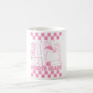 Hallo 4. vierte Klasse zurück zum Schullehrer Pink Kaffeetasse