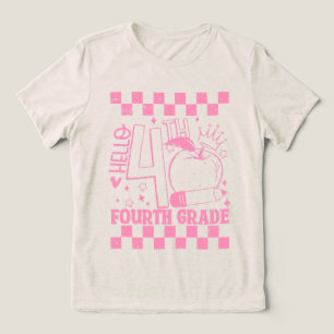 Hallo 4. vierte Klasse zurück zum Schullehrer Pink Tri-Blend Shirt