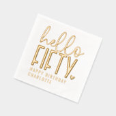 Hallo 50 50. Geburtstag Personalisiert Servietten Mit Folie (Links)