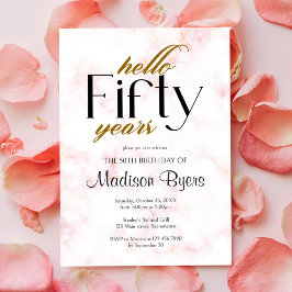 Hallo 50 Chic Marble 50. Geburtstagsparty Einladung