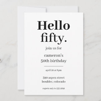 Hallo 50 Chic Modern 50. Geburtstagsparty Einladung