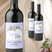 Hallo 50 - Custom delicate florals Lavendel Weinetikett