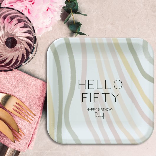 Hallo 50 einfache 50. Geburtstagspapierplatte Pappteller