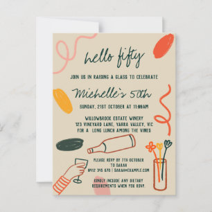 Hallo 50 Fifty 50. Winzer-Lunch-Geburtstag Postkarte