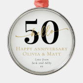 Hallo 50 Fünfzigjähriges Geschenk Meilenstein Ornament Aus Metall (Vorne)