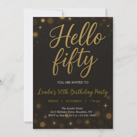 Hallo 50. Geburtstagsparty Einladung (Vorderseite)